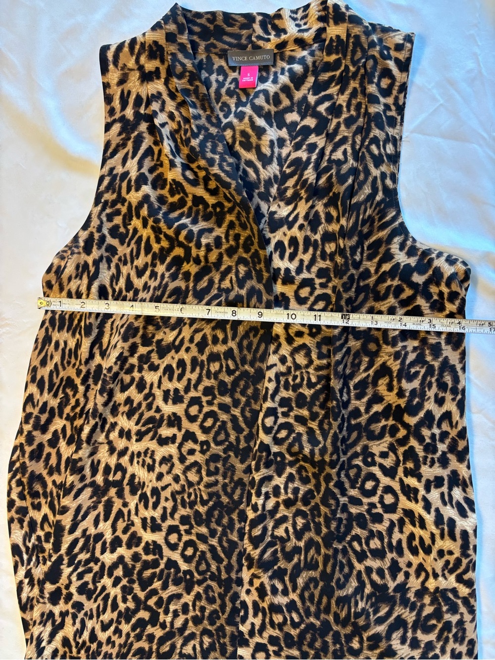 Vince Camuto Leopard Print Sleeveless V-Neck Top - Black & Brown - Picture 2 of 5
